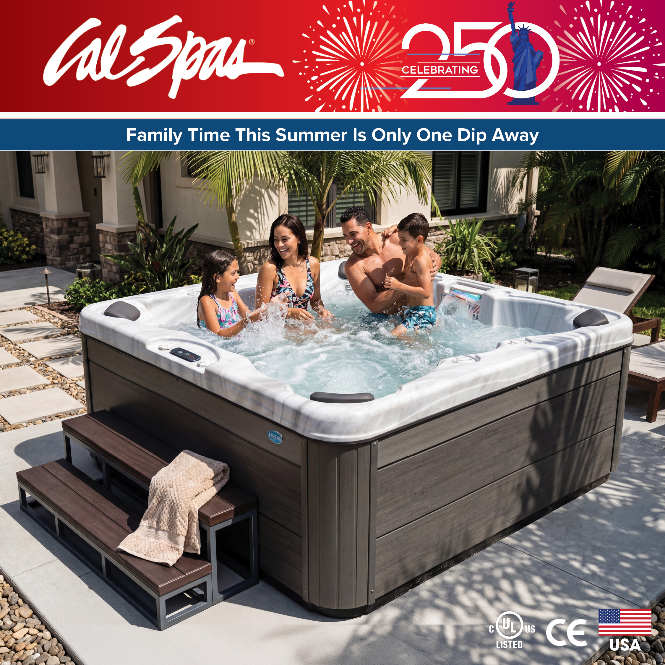 Calspas hot tub being used in a family setting - Detroit